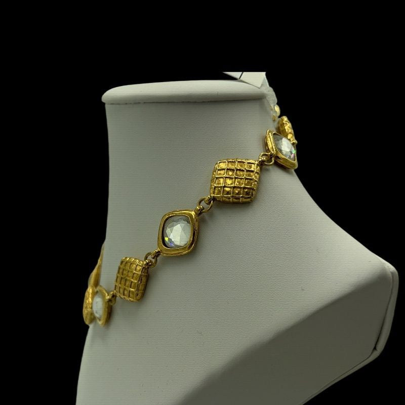 CHANEL, Chanel, Plated, Necklace, Rhinestone, Gold hardware, With box, Alloy, Sweater chain, Waist chain, Necklace