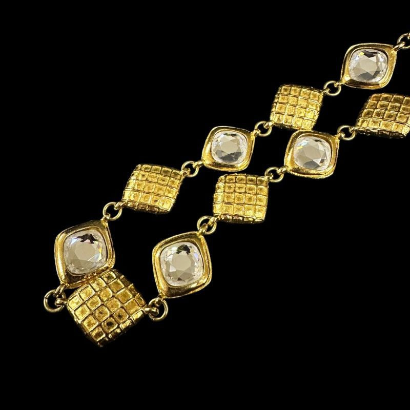CHANEL, Chanel, Plated, Necklace, Rhinestone, Gold hardware, With box, Alloy, Sweater chain, Waist chain, Necklace