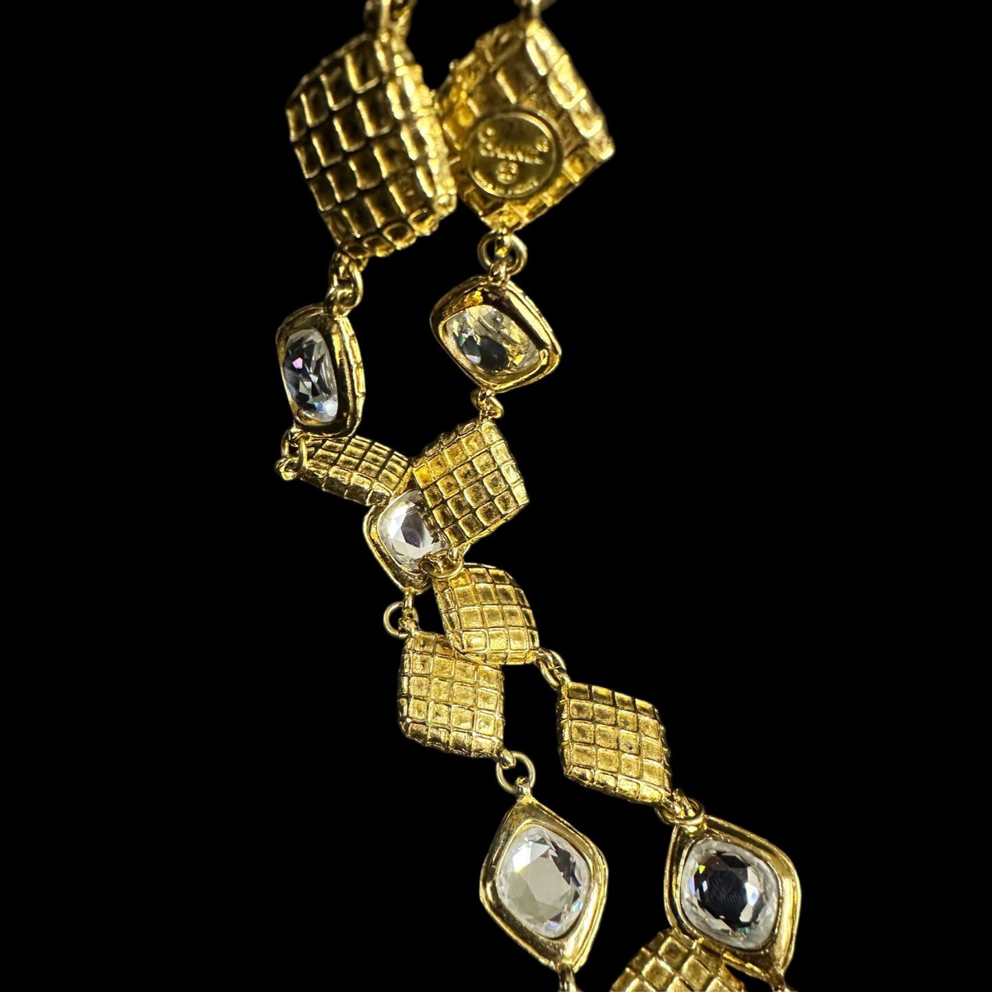 CHANEL, Chanel, Plated, Necklace, Rhinestone, Gold hardware, With box, Alloy, Sweater chain, Waist chain, Necklace