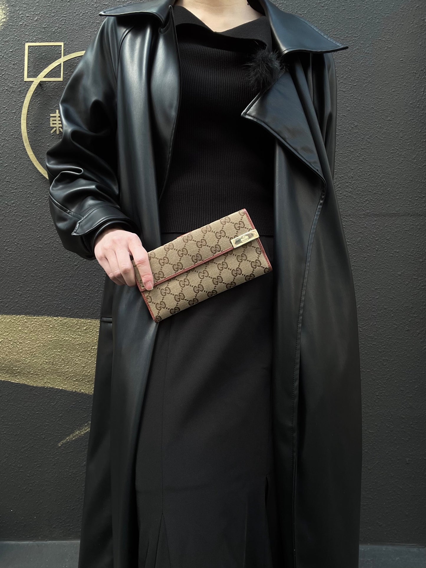 Gucci Monogram Canvas Long Wallet, Brown