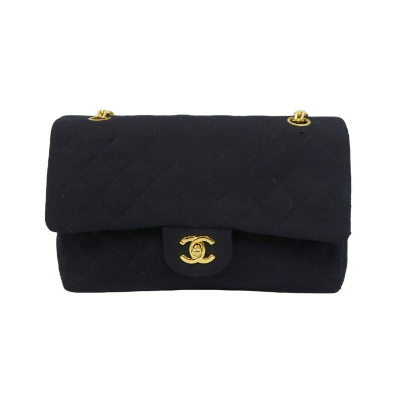CHANEL Chanel CF Matelasse Shoulder Bag Black Gold Hardware Black Cotton CF Shoulder Bag