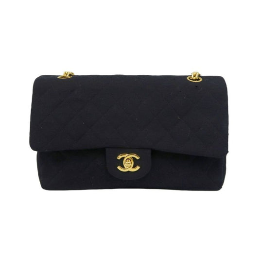 CHANEL Chanel CF Matelasse Shoulder Bag Black Gold Hardware Black Cotton CF Shoulder Bag