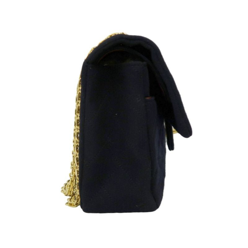 CHANEL Chanel CF Matelasse Shoulder Bag Black Gold Hardware Black Cotton CF Shoulder Bag
