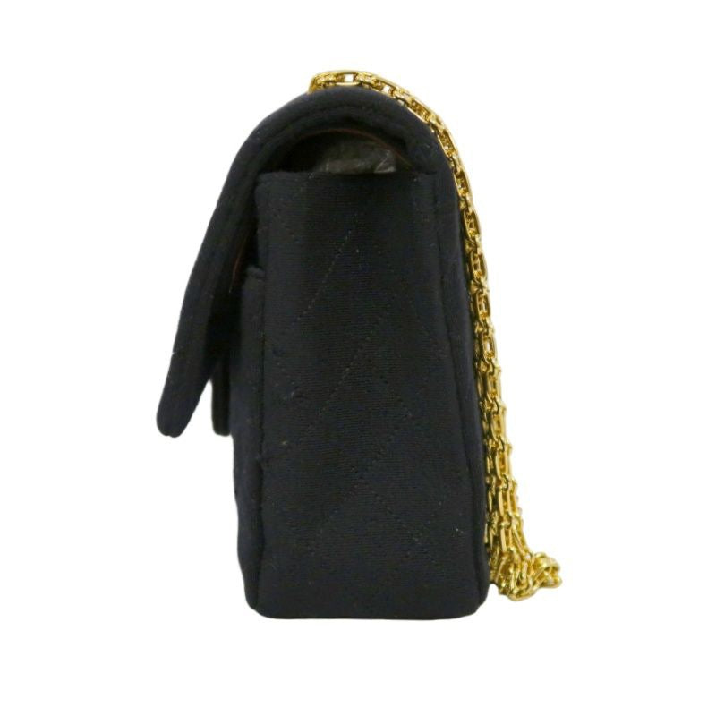 CHANEL Chanel CF Matelasse Shoulder Bag Black Gold Hardware Black Cotton CF Shoulder Bag
