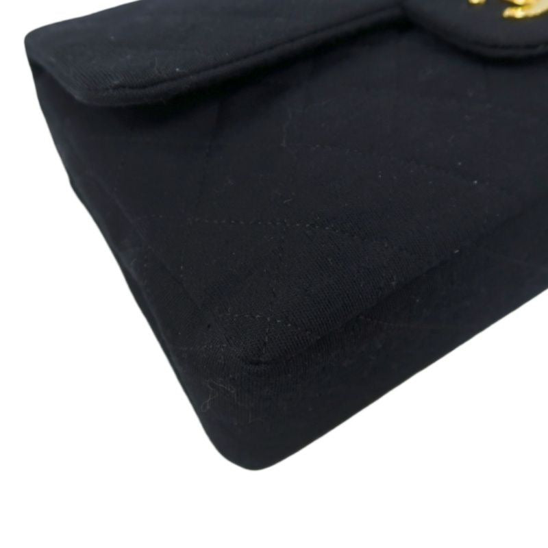 CHANEL Chanel CF Matelasse Shoulder Bag Black Gold Hardware Black Cotton CF Shoulder Bag