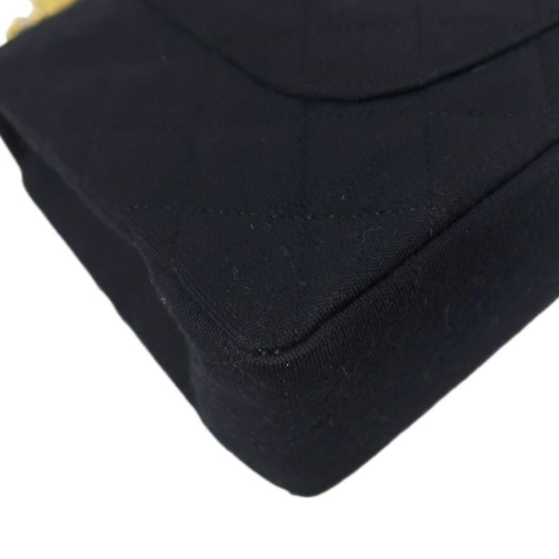 CHANEL Chanel CF Matelasse Shoulder Bag Black Gold Hardware Black Cotton CF Shoulder Bag