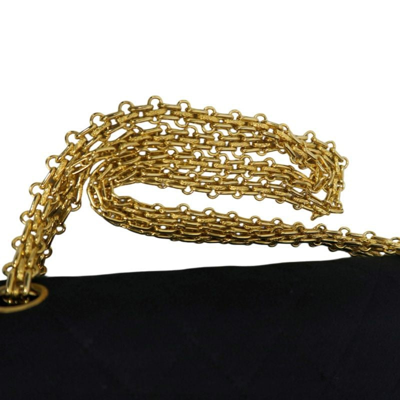 CHANEL Chanel CF Matelasse Shoulder Bag Black Gold Hardware Black Cotton CF Shoulder Bag