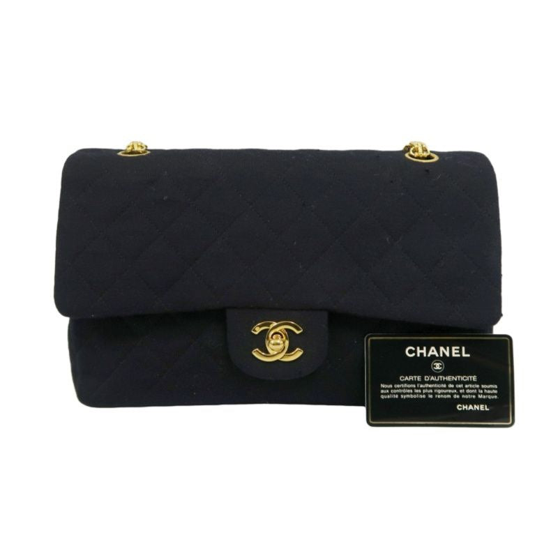 CHANEL Chanel CF Matelasse Shoulder Bag Black Gold Hardware Black Cotton CF Shoulder Bag
