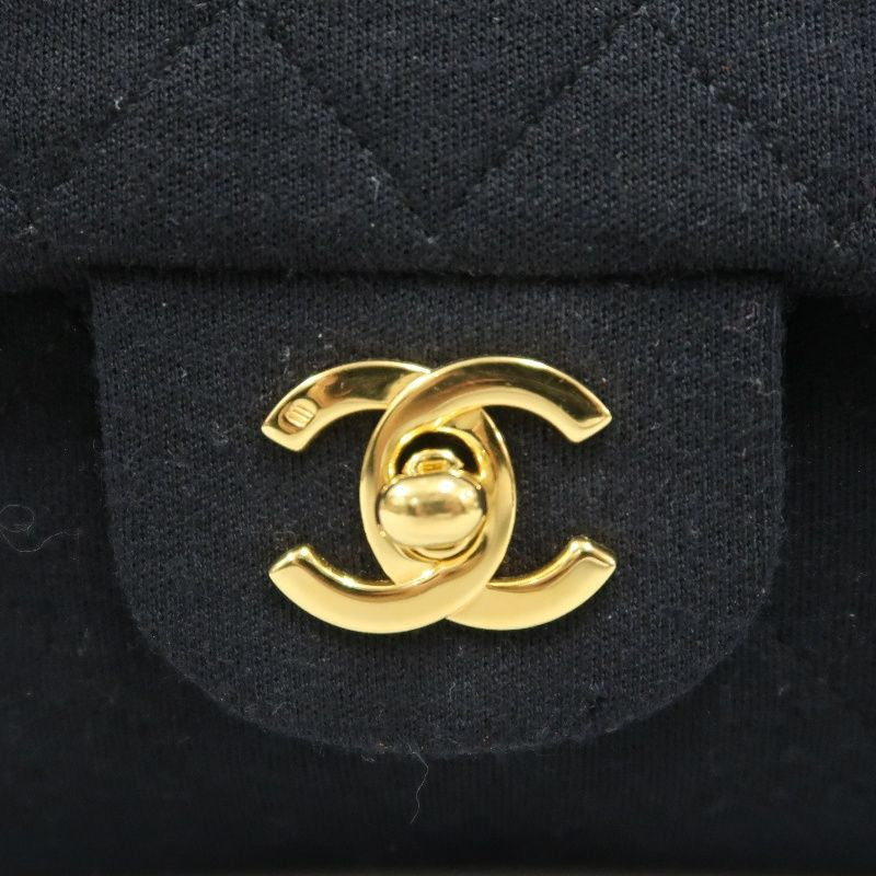 CHANEL Chanel CF Matelasse Shoulder Bag Black Gold Hardware Black Cotton CF Shoulder Bag