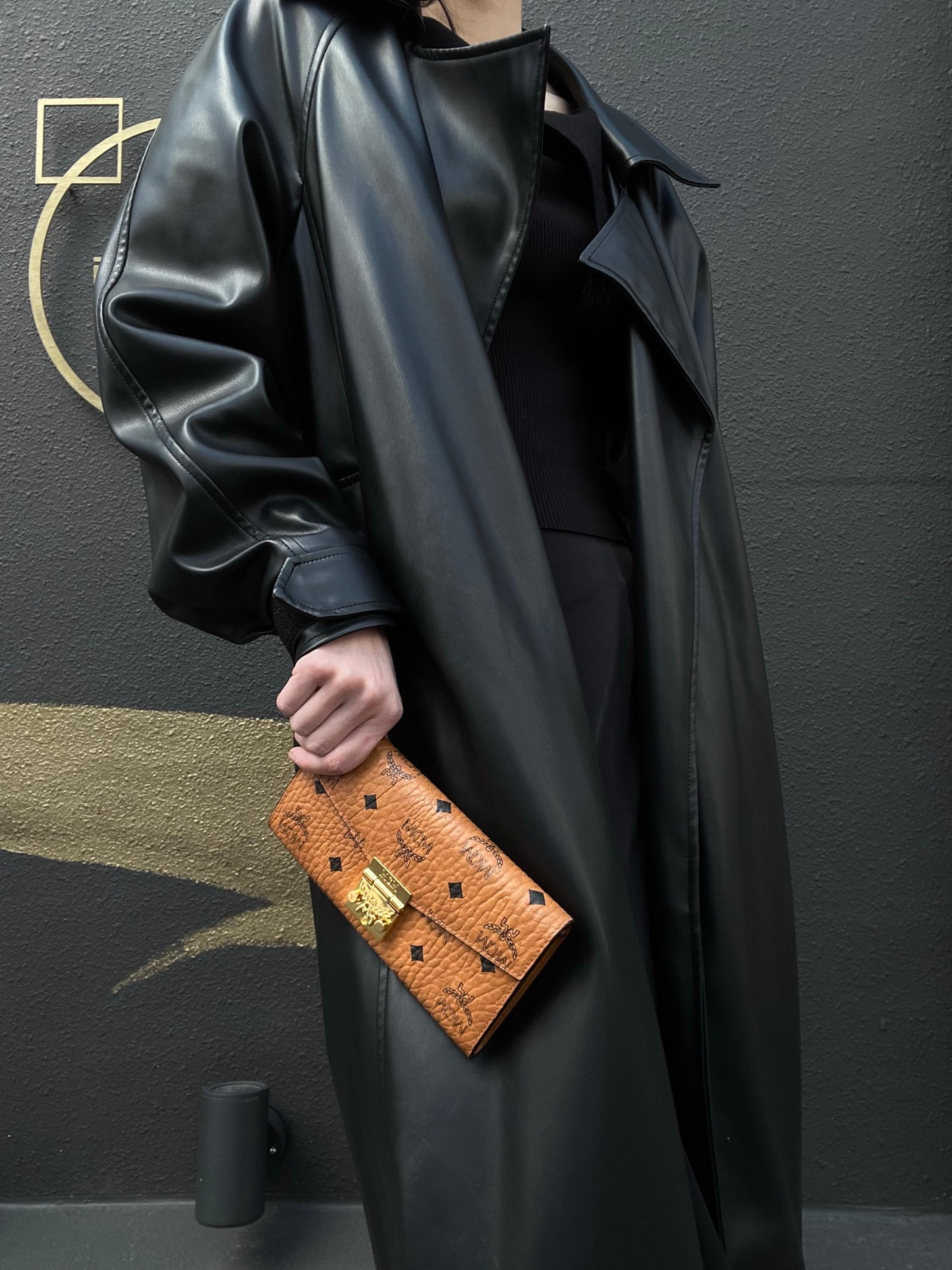 MCM WOC, Brown, Gold Hardware, Yellow Monogram PVC Crossbody Bag