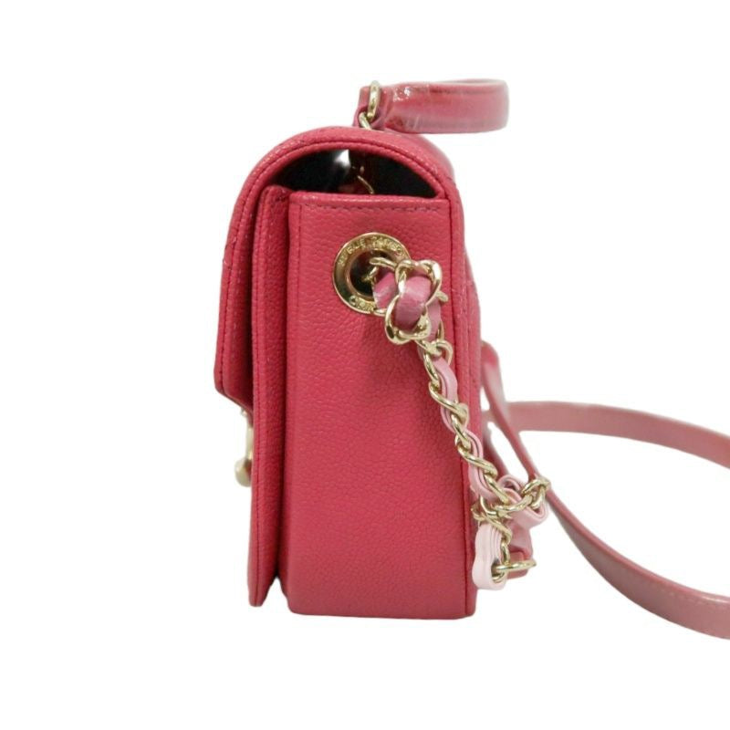Chanel Pink Lambskin Top Handle Chain Shoulder Bag with Gold-Tone Hardware