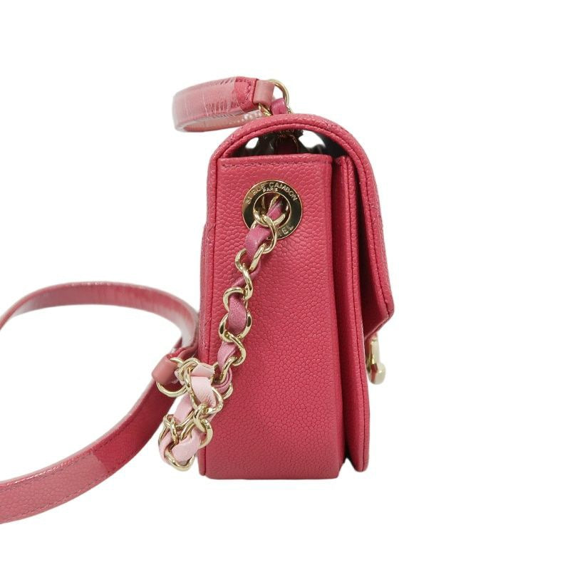 Chanel Pink Lambskin Top Handle Chain Shoulder Bag with Gold-Tone Hardware
