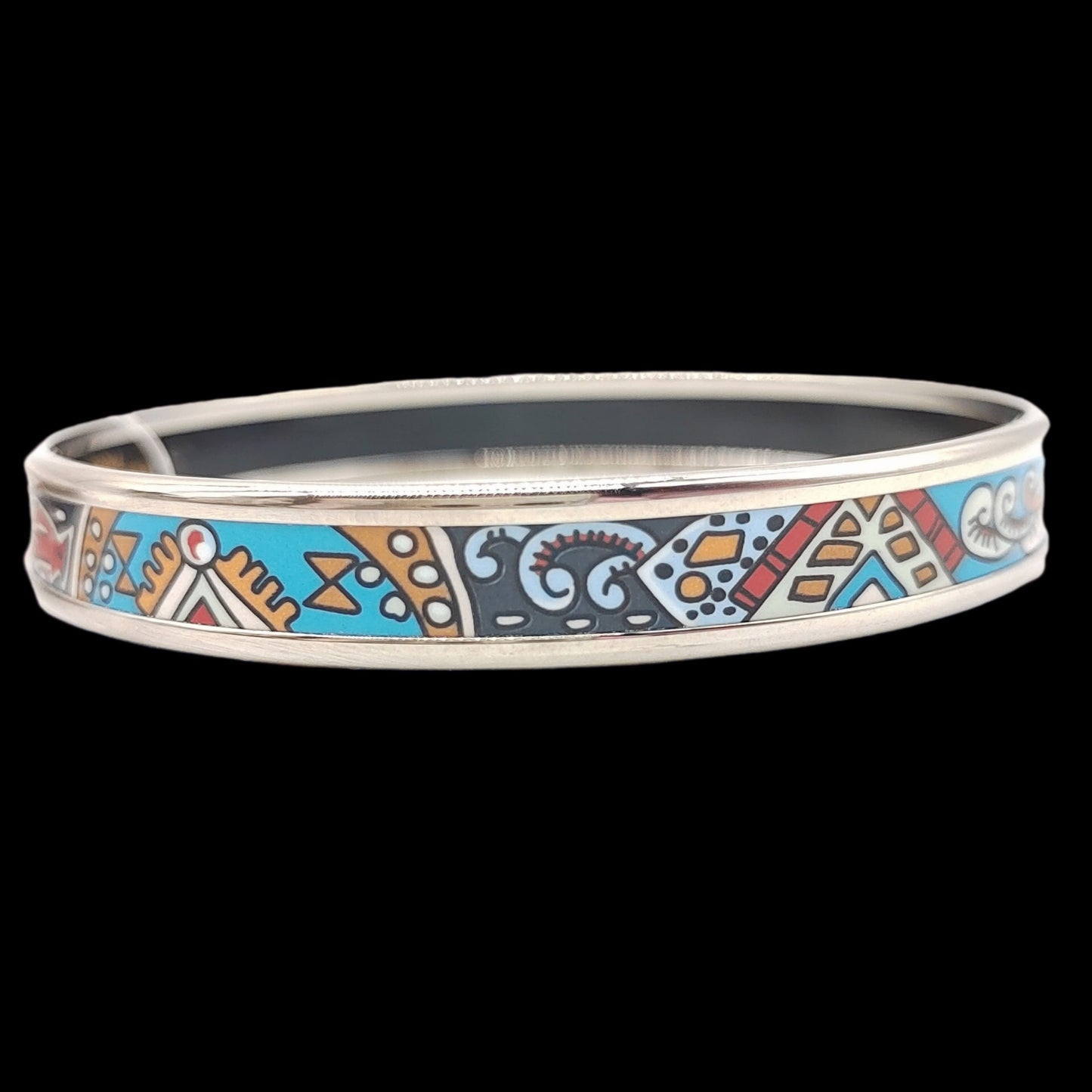 HERMES Bangle, Silver Color, BrownE