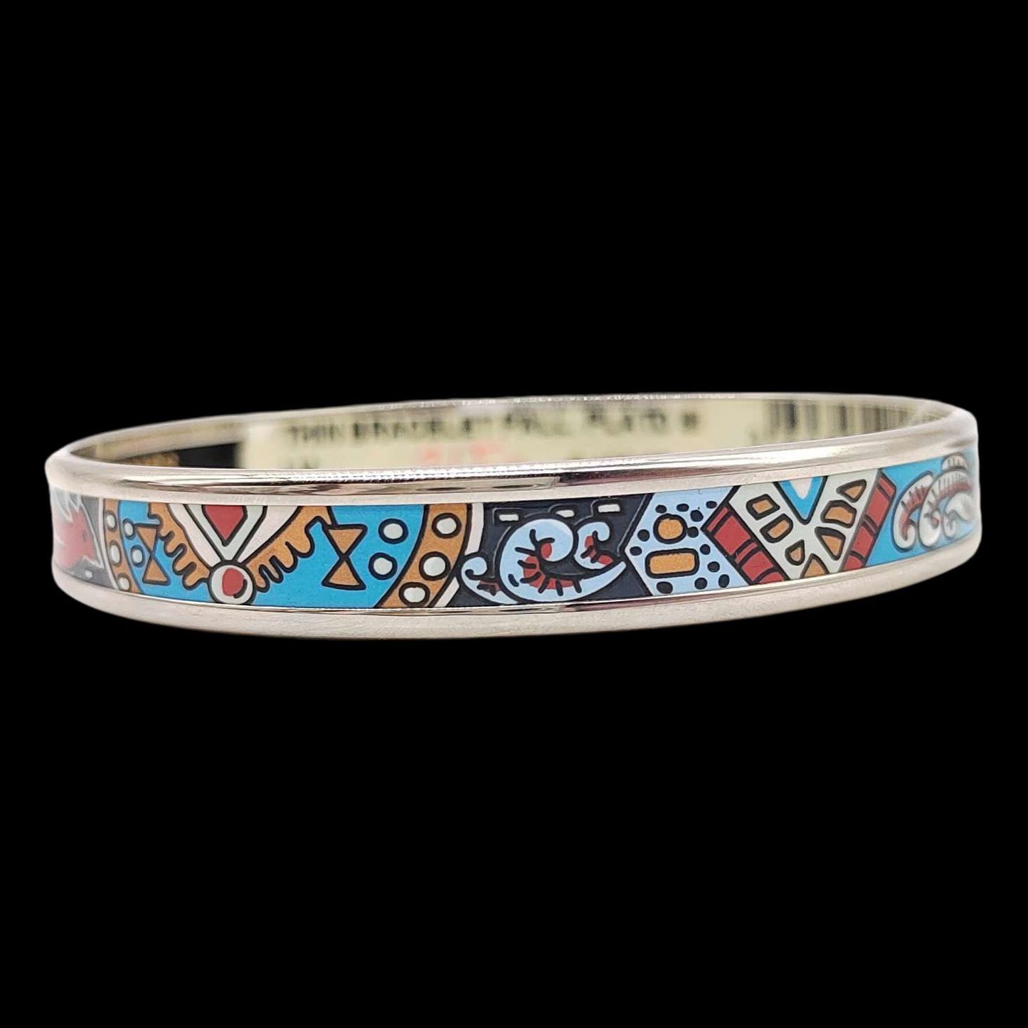 HERMES Bangle, Silver Color, BrownE