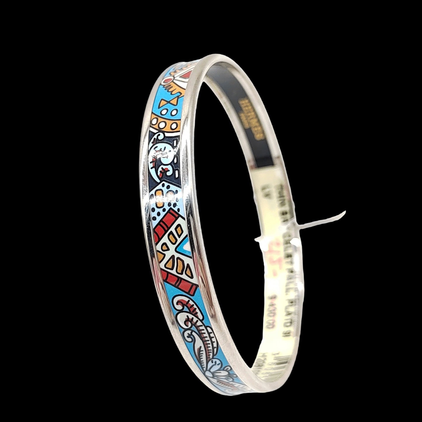 HERMES Bangle, Silver Color, BrownE