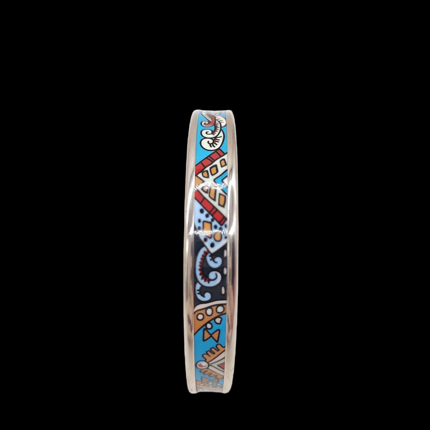 HERMES Bangle, Silver Color, BrownE