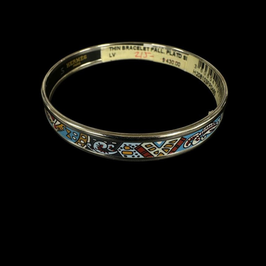 HERMES Bangle, Silver Color, BrownE