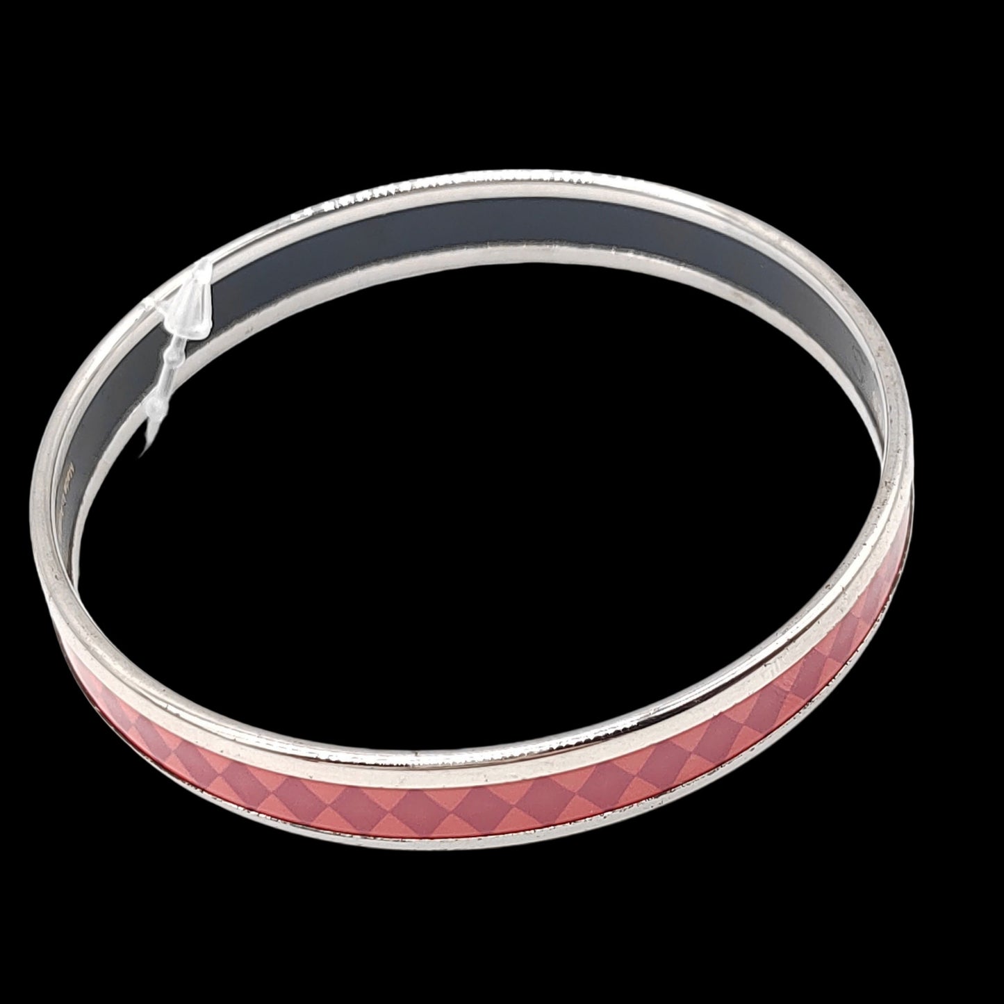 HERMES Bangle, Silver Color, Red, Orange-Red Diamond PatternE