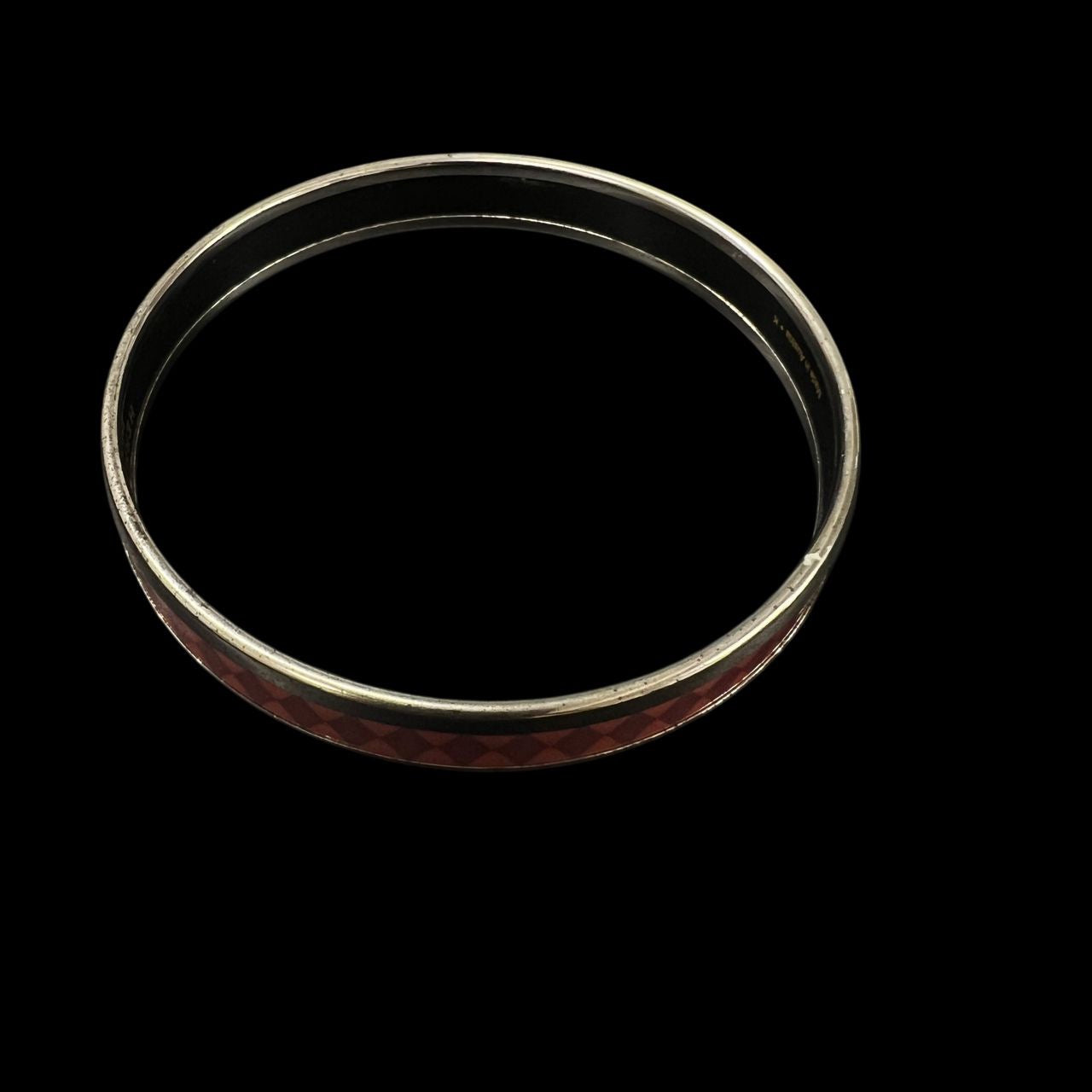 HERMES Bangle, Silver Color, Red, Orange-Red Diamond PatternE