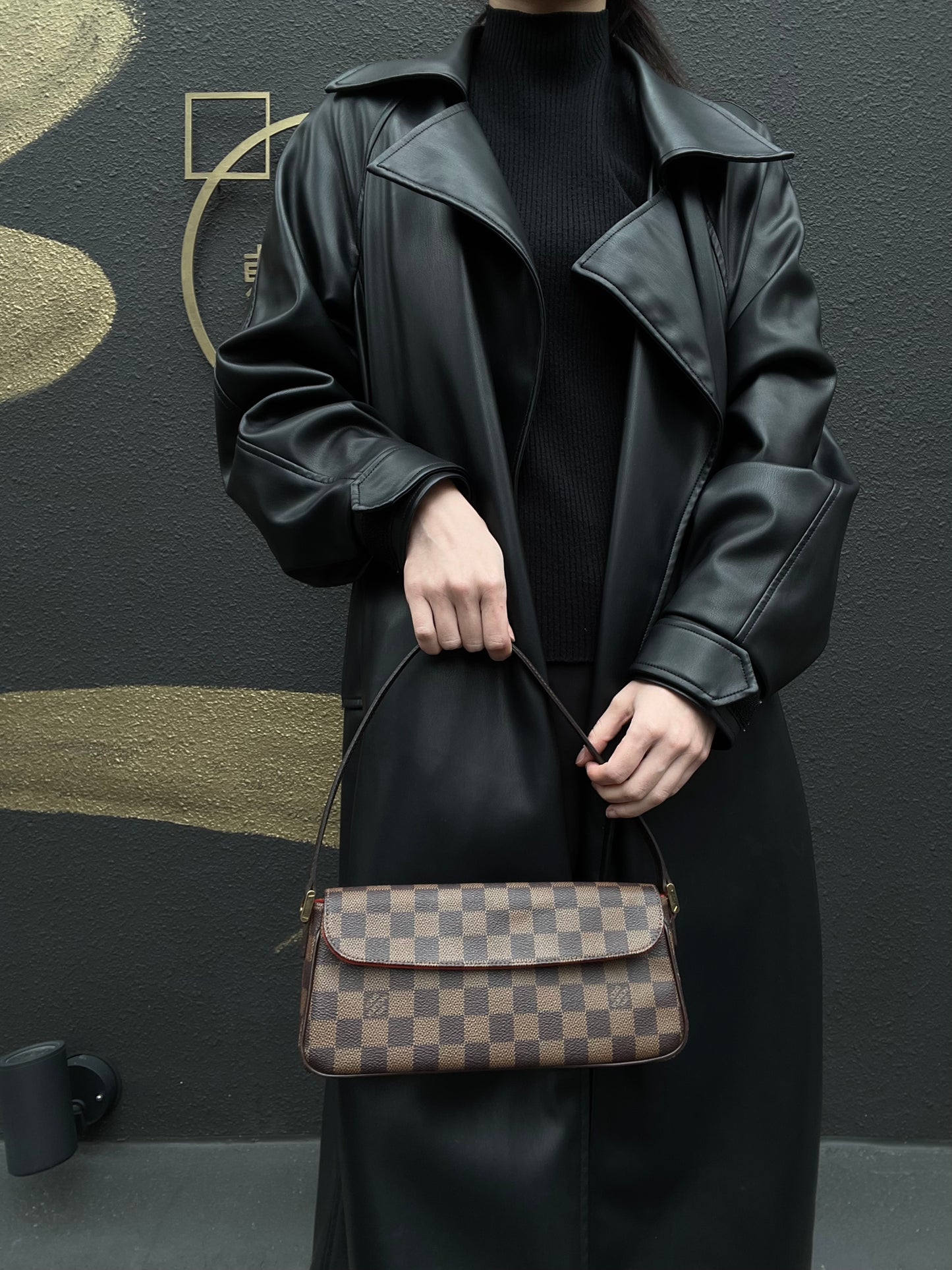 LOUIS VUITTON Damier Recoleta Handbag, Brown, Omotesando Box
