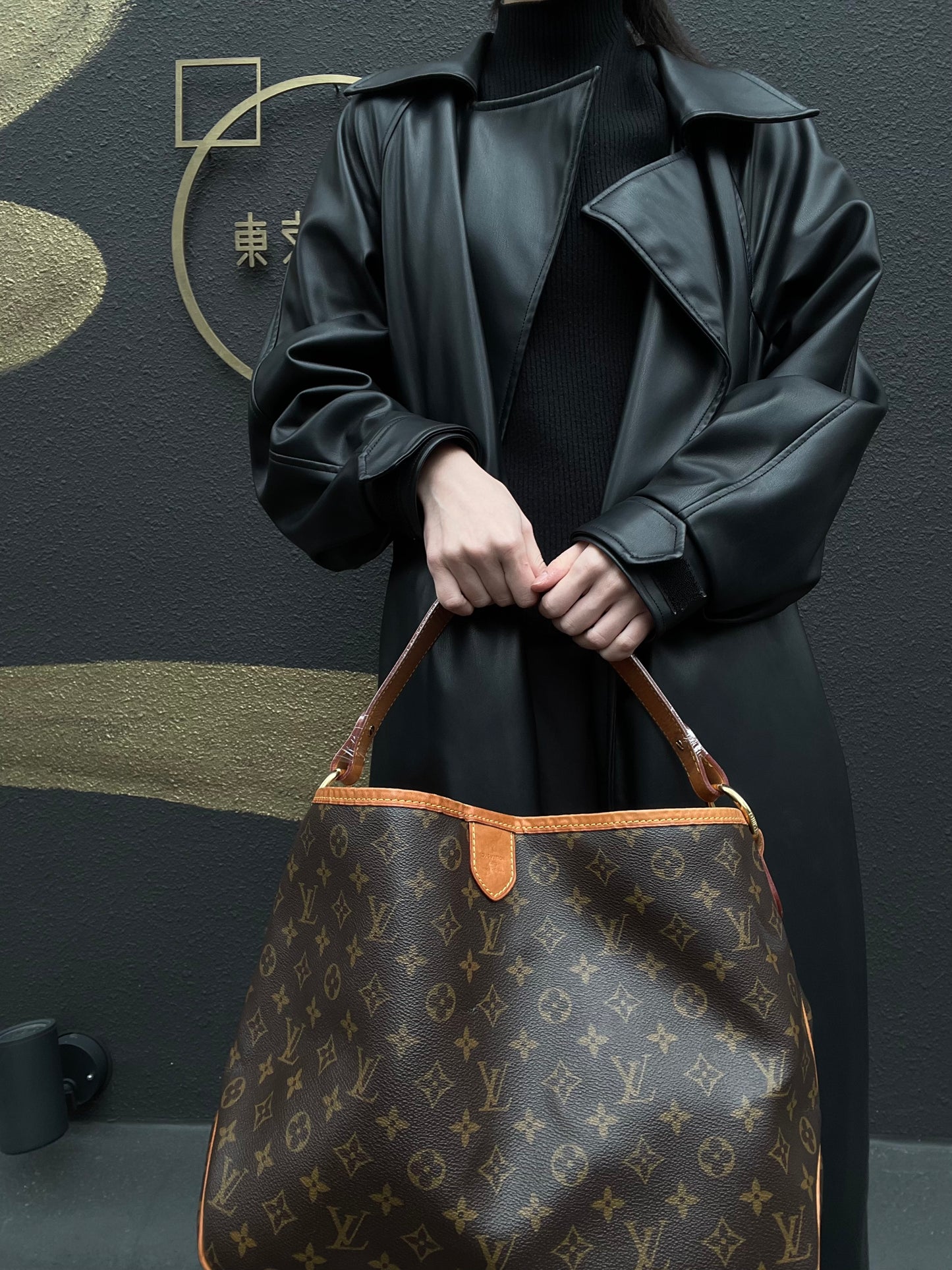 LOUIS VUITTON Delightful PM Monogram Canvas Tote Bag Brown Neverfull