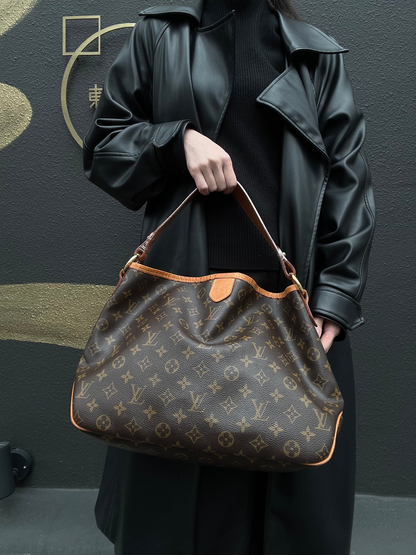 LOUIS VUITTON Delightful PM Monogram Canvas Tote Bag Brown Neverfull