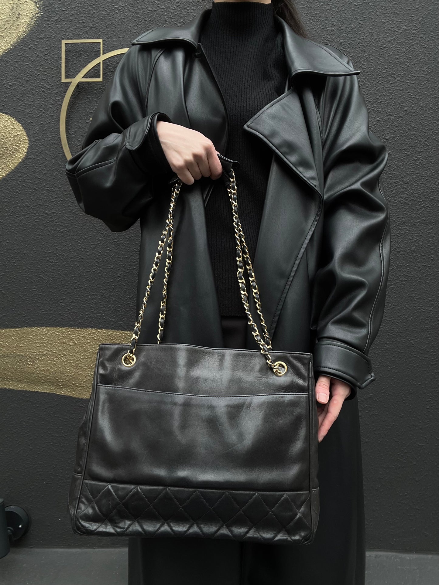 CHANEL Tote Bag, Caviar Skin, Black, Gold-tone Hardware