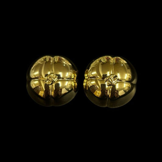 CHANEL Clip-On Earrings, Bead & Cross Flower Design