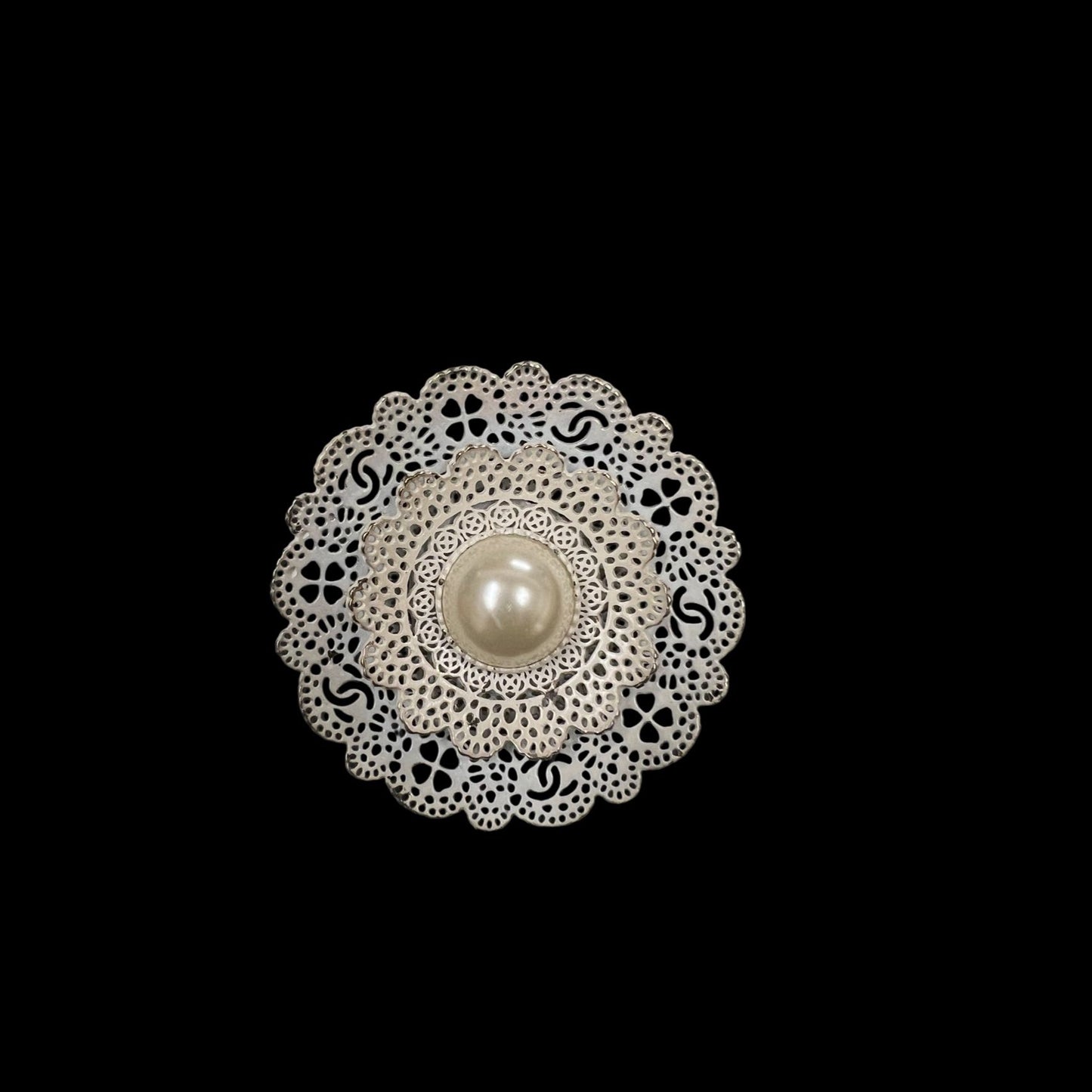 CHANEL Brooch, White, Pearl, Camellia Brooch
