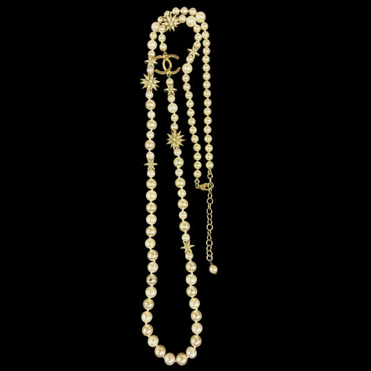 CHANEL Pearl Necklace, Gold-Tone