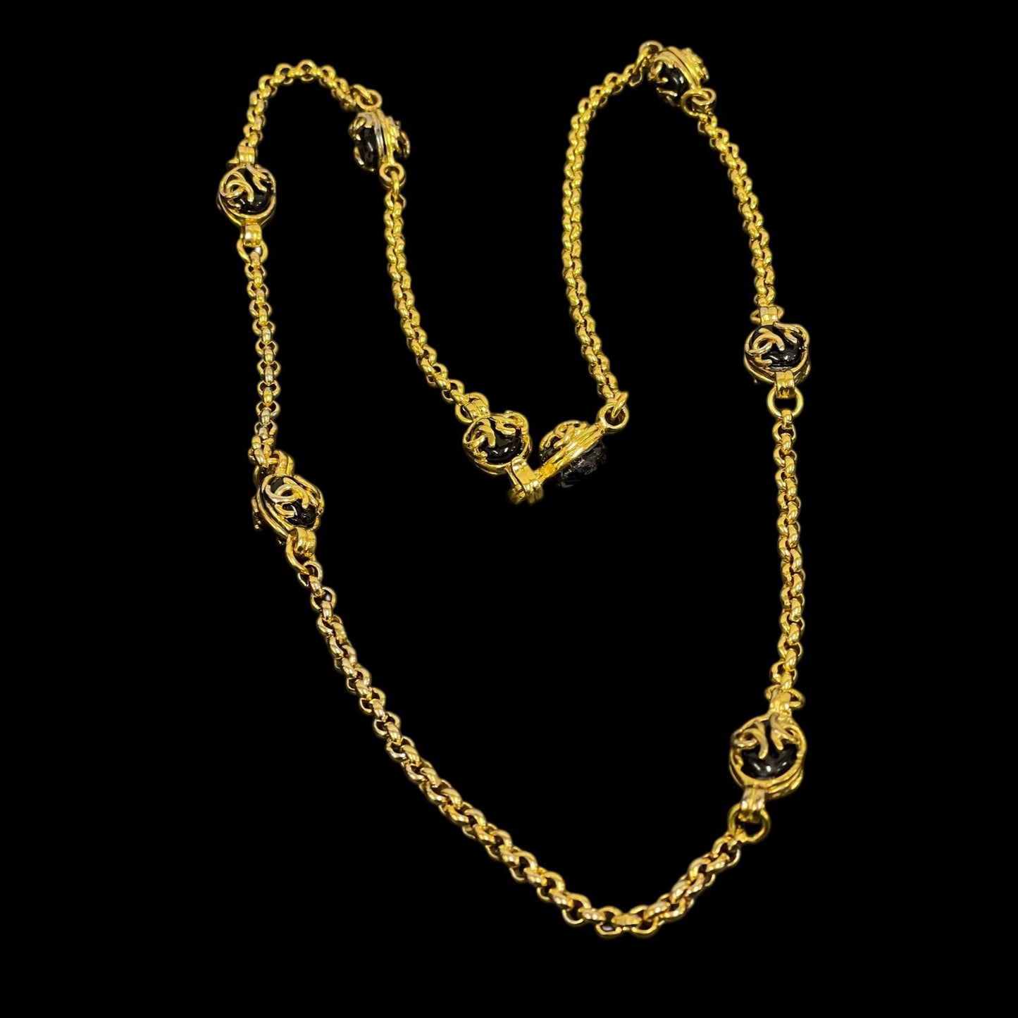 CHANEL Gold-Tone Alloy Necklace, Sweater Chain, Waist Chain