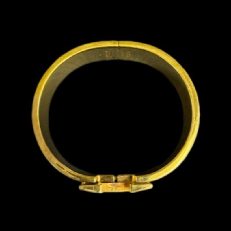 Hermes &nbsp;Orange H Gold Wide Enamel Bangle