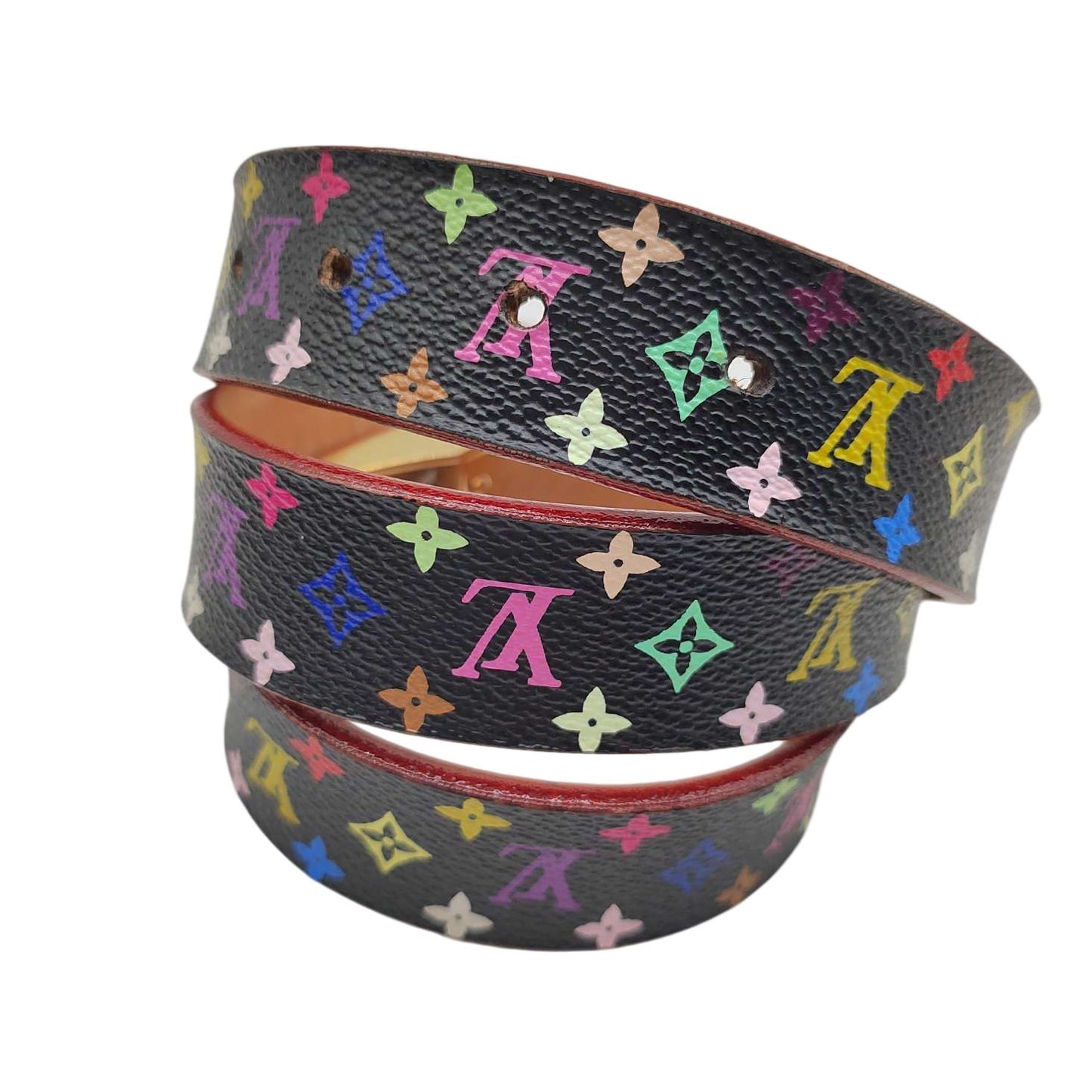 Louis Vuitton Multicolor Black Belt, Gold Hardware