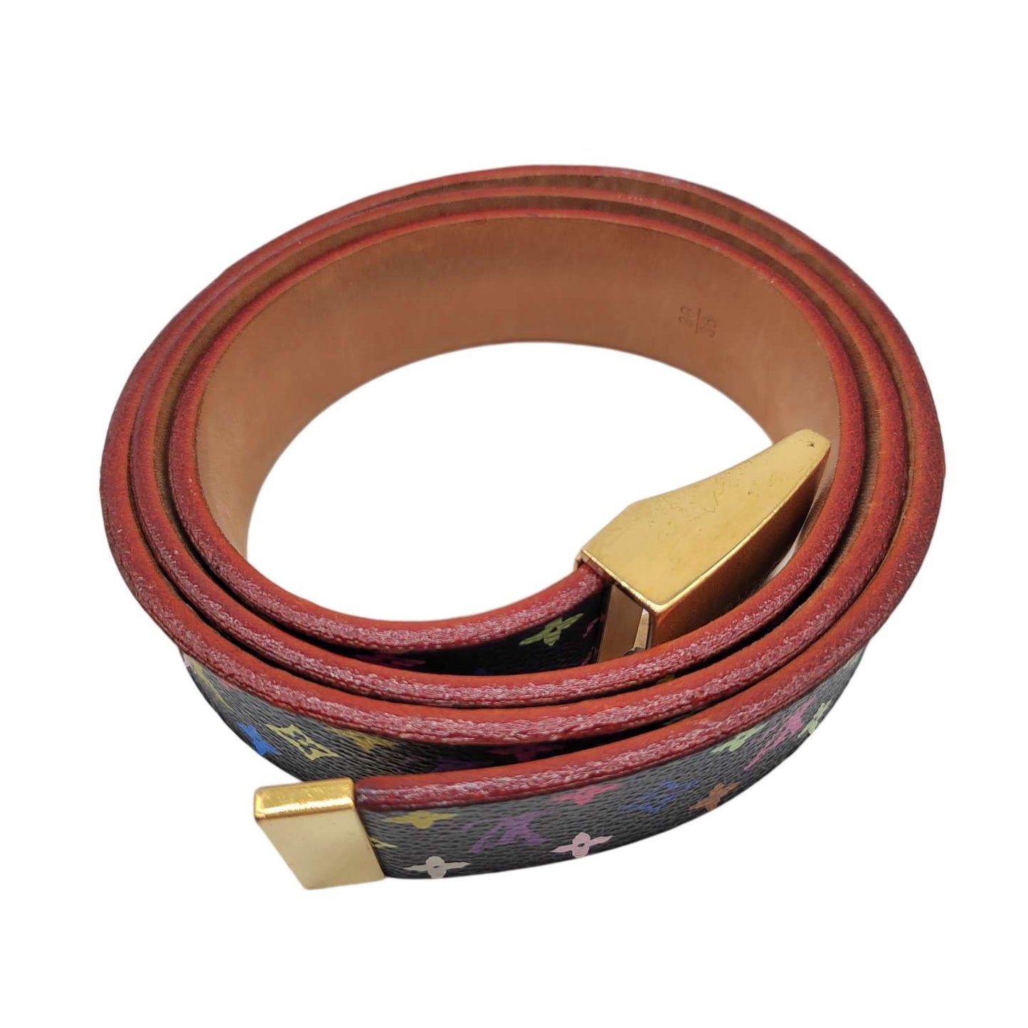Louis Vuitton Multicolor Black Belt, Gold Hardware