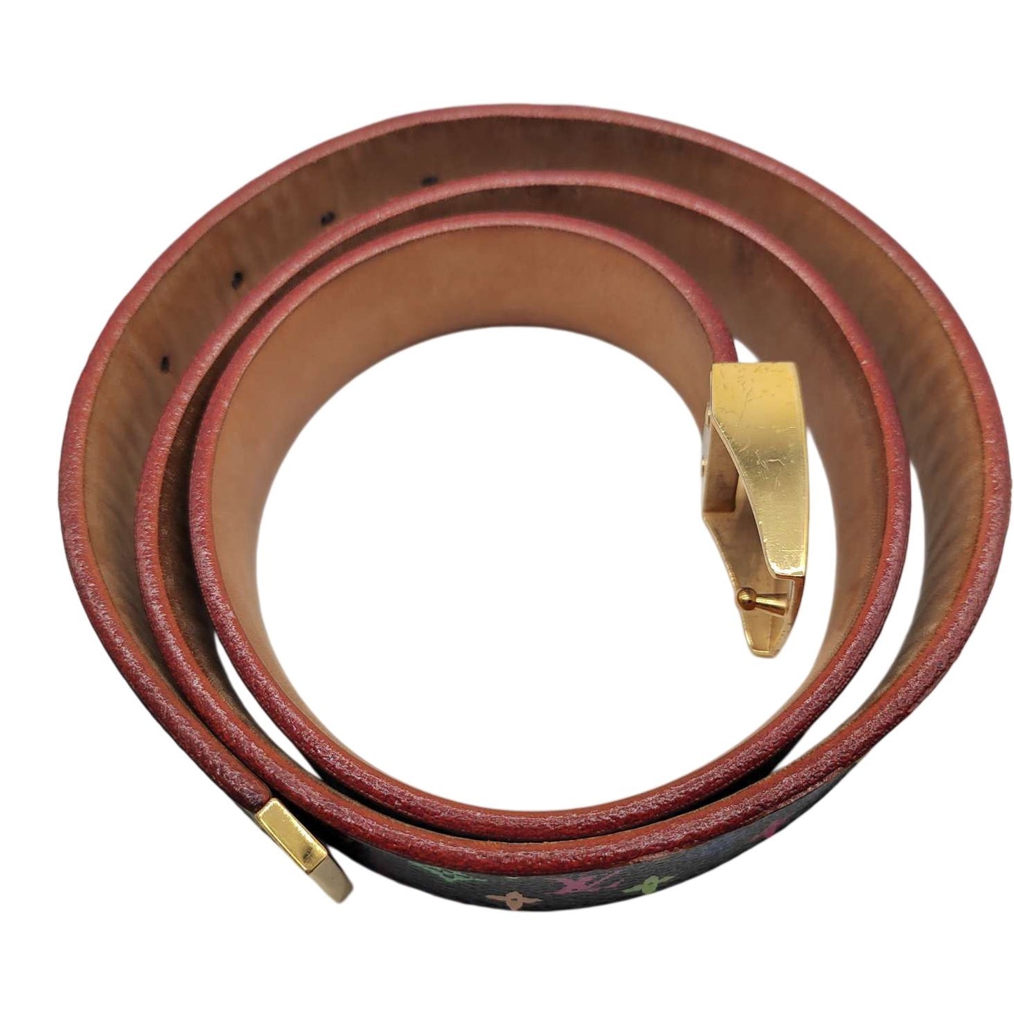 Louis Vuitton Multicolor Black Belt, Gold Hardware