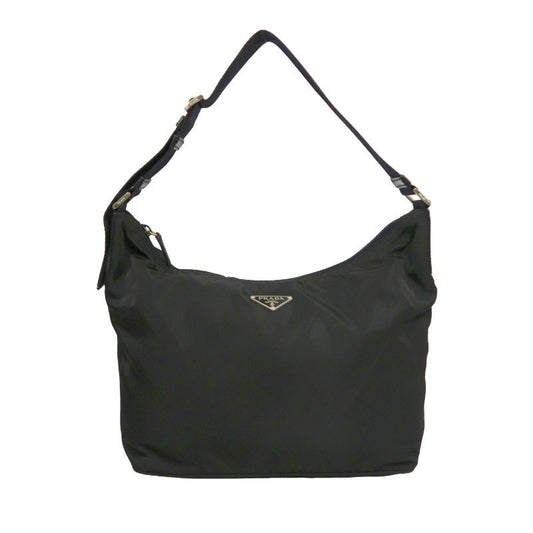 PRADA shoulder bag, nylon, black, silver hardware