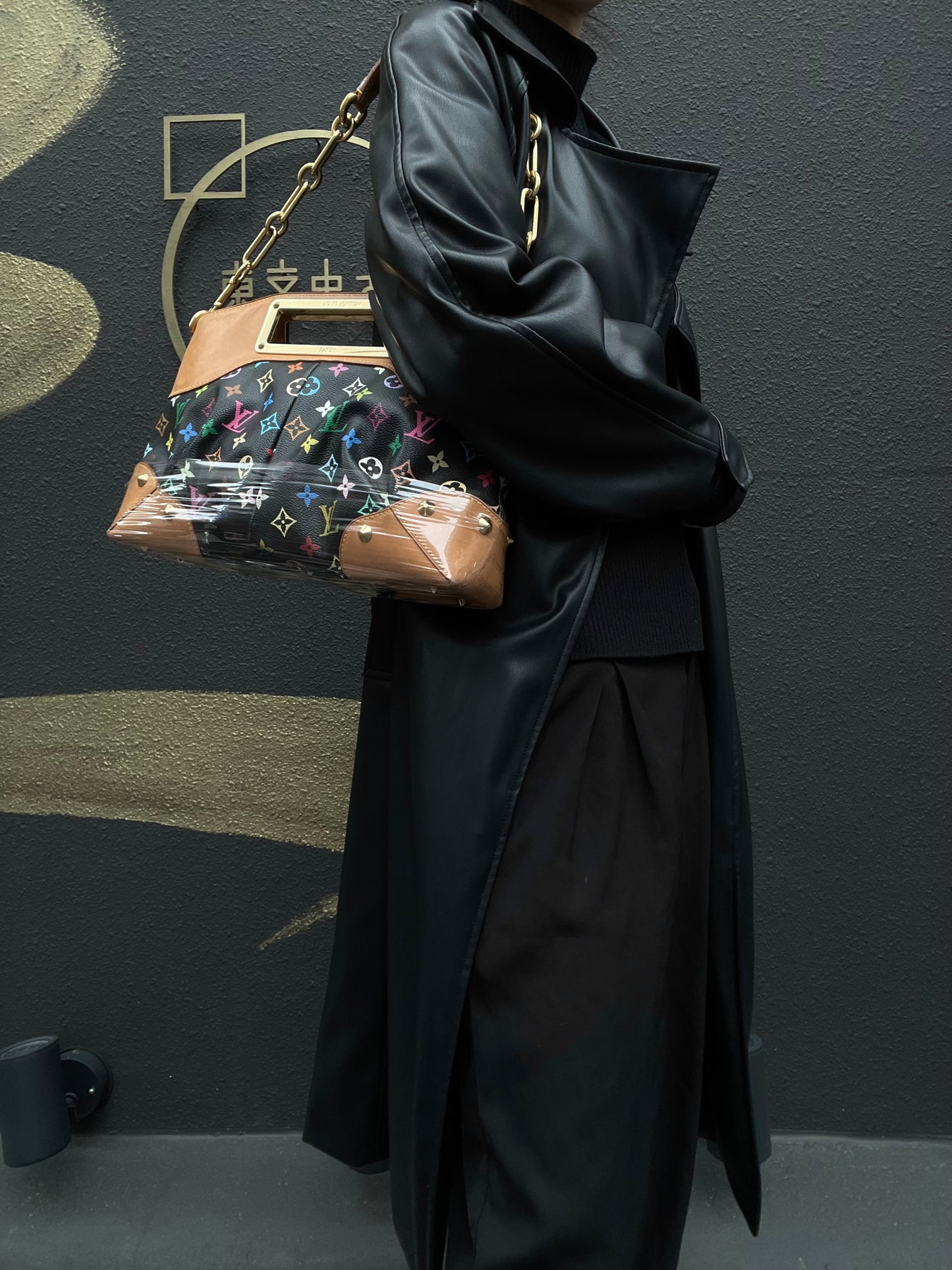 LOUIS VUITTON Judy MM Multicolore Black Shoulder Bag - Coated Canvas