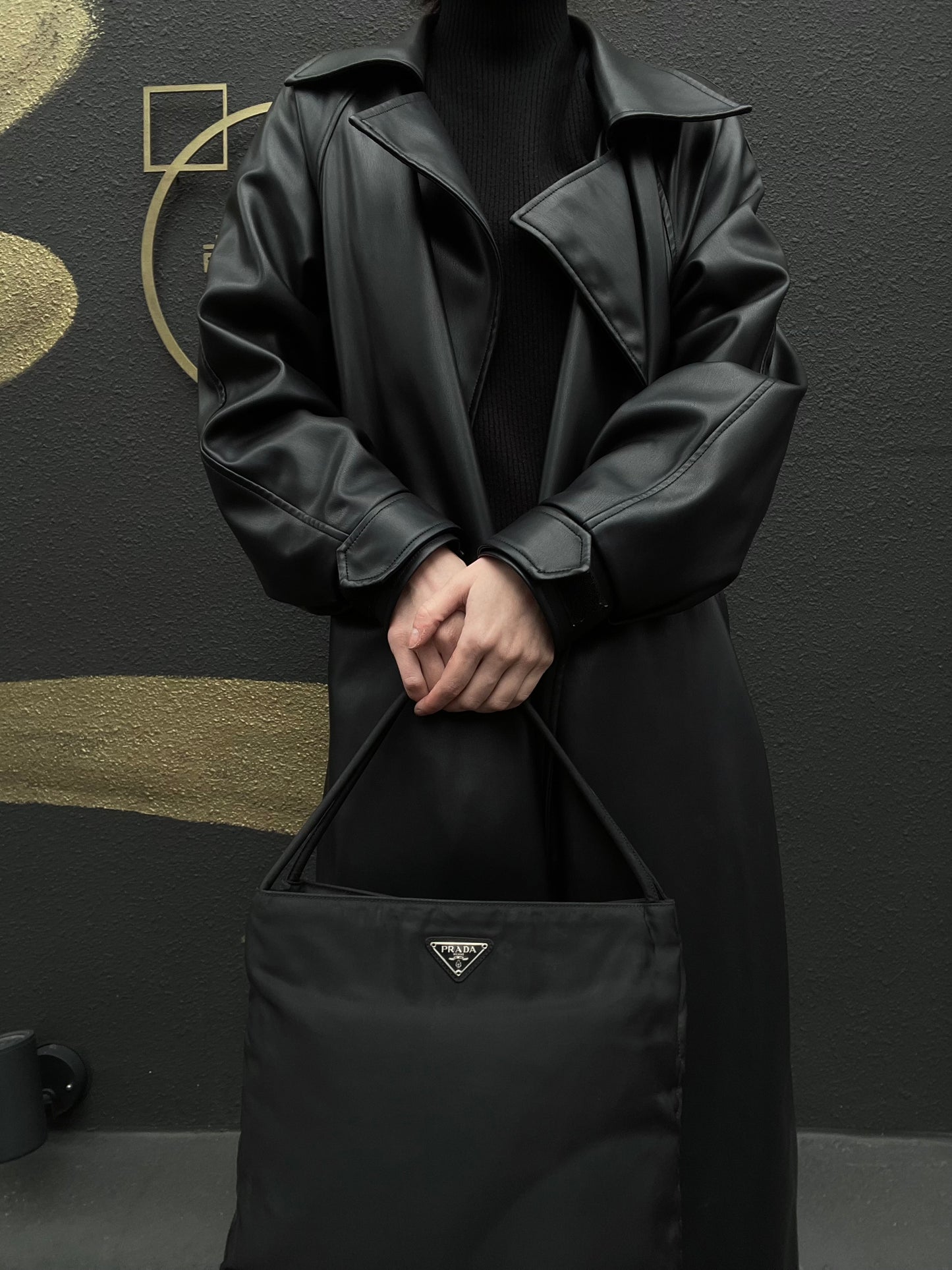 PRADA Prada Tote Bag Nylon Black PRADA Black Nylon Underarm Handbag