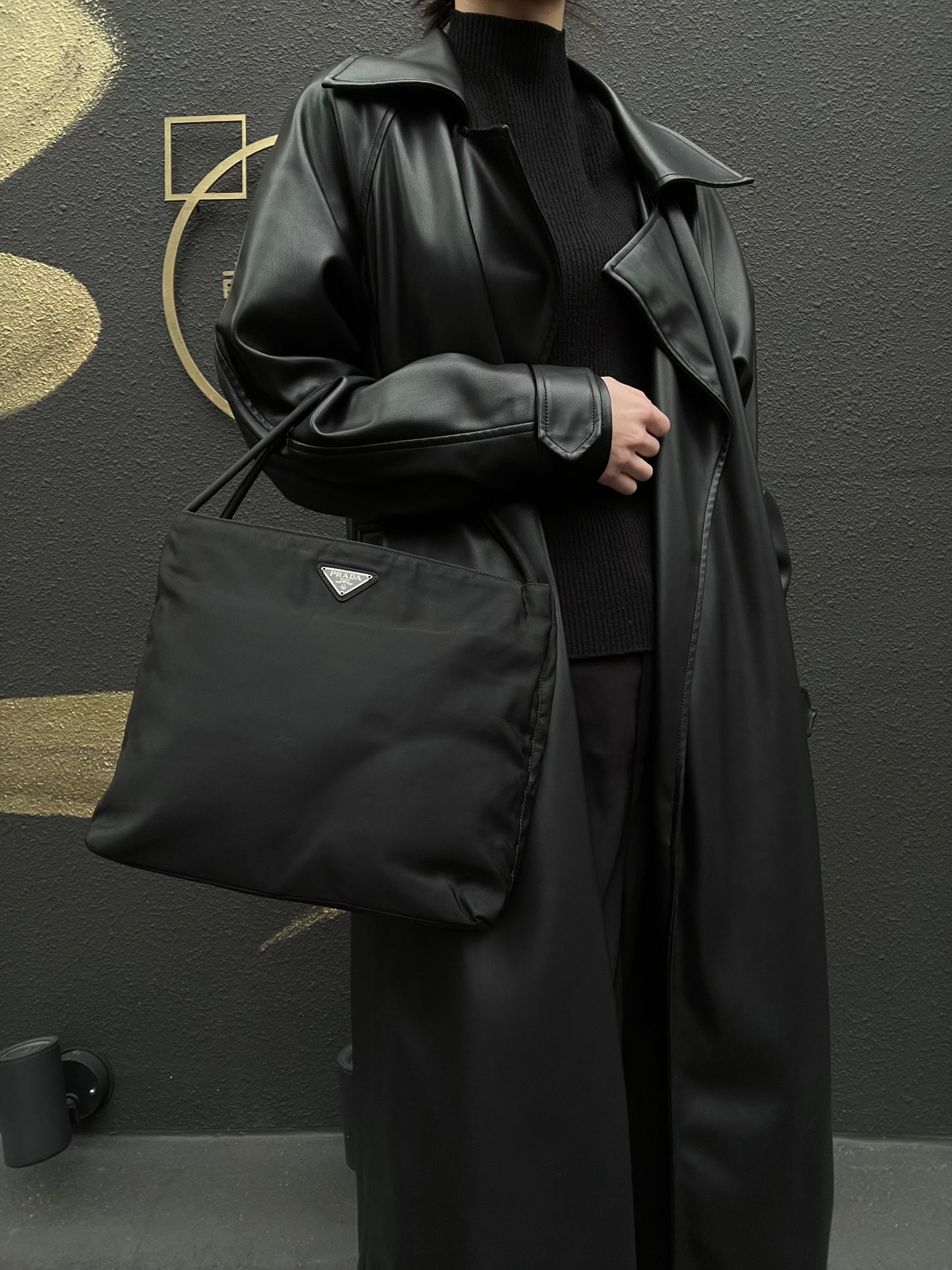 PRADA Prada Tote Bag Nylon Black PRADA Black Nylon Underarm Handbag