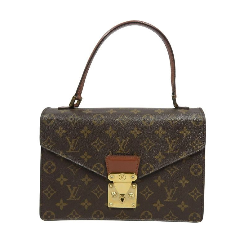 LOUIS VUITTON Concorde Monogram Handbag, Brown, with lock and key