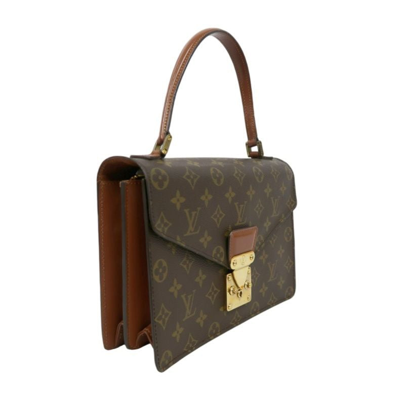 LOUIS VUITTON Concorde Monogram Handbag, Brown, with lock and key