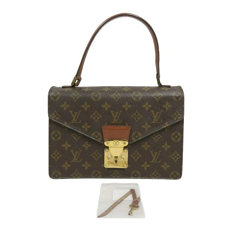 LOUIS VUITTON Concorde Monogram Handbag, Brown, with lock and key