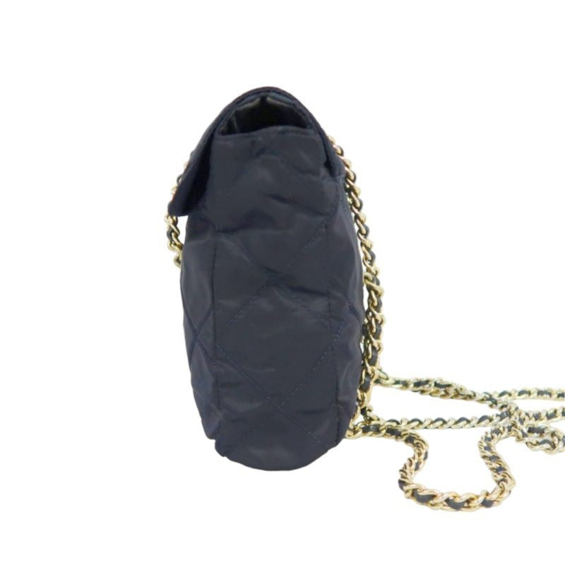 PRADA Nylon Chain Shoulder Bag, Navy, Gold Hardware, with dust bag