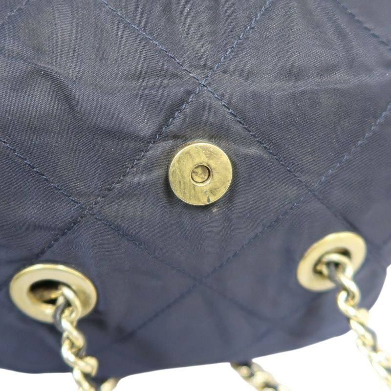 PRADA Nylon Chain Shoulder Bag, Navy, Gold Hardware, with dust bag