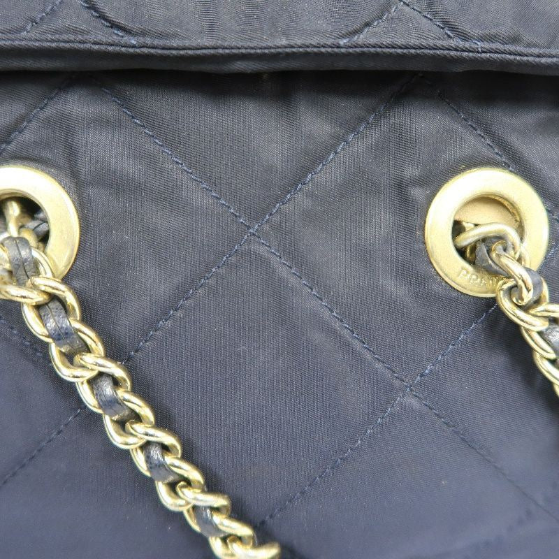 PRADA Nylon Chain Shoulder Bag, Navy, Gold Hardware, with dust bag