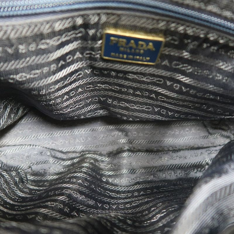PRADA Nylon Chain Shoulder Bag, Navy, Gold Hardware, with dust bag