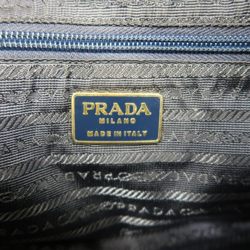 PRADA Nylon Chain Shoulder Bag, Navy, Gold Hardware, with dust bag