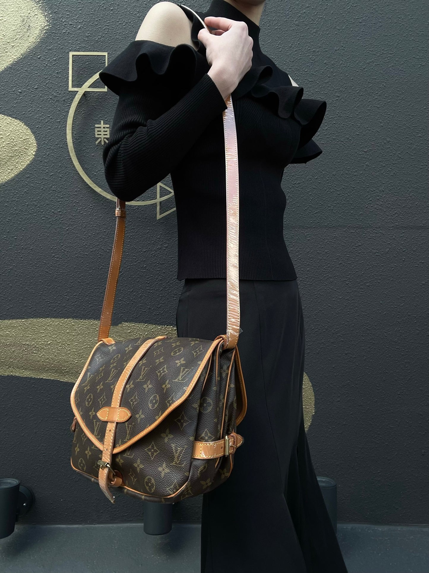 LOUIS VUITTON Saumur 30 Monogram Shoulder Bag Brown LV Monogram PVC Saumur 30 Shoulder and Crossbody Bag