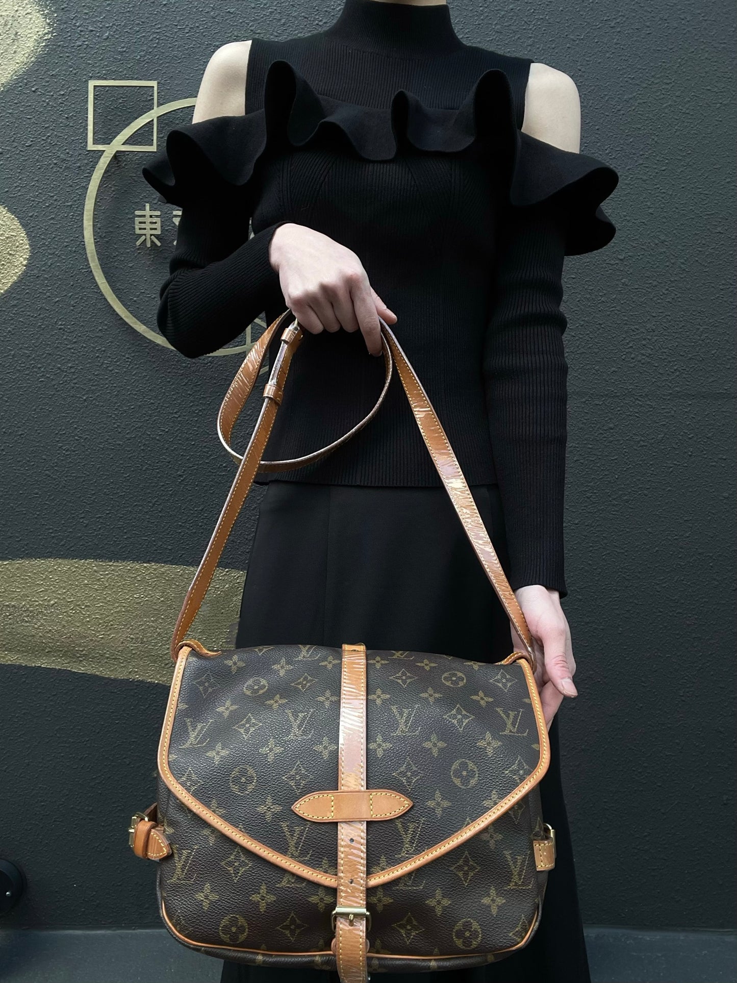 LOUIS VUITTON Saumur 30 Monogram Shoulder Bag Brown LV Monogram PVC Saumur 30 Shoulder and Crossbody Bag