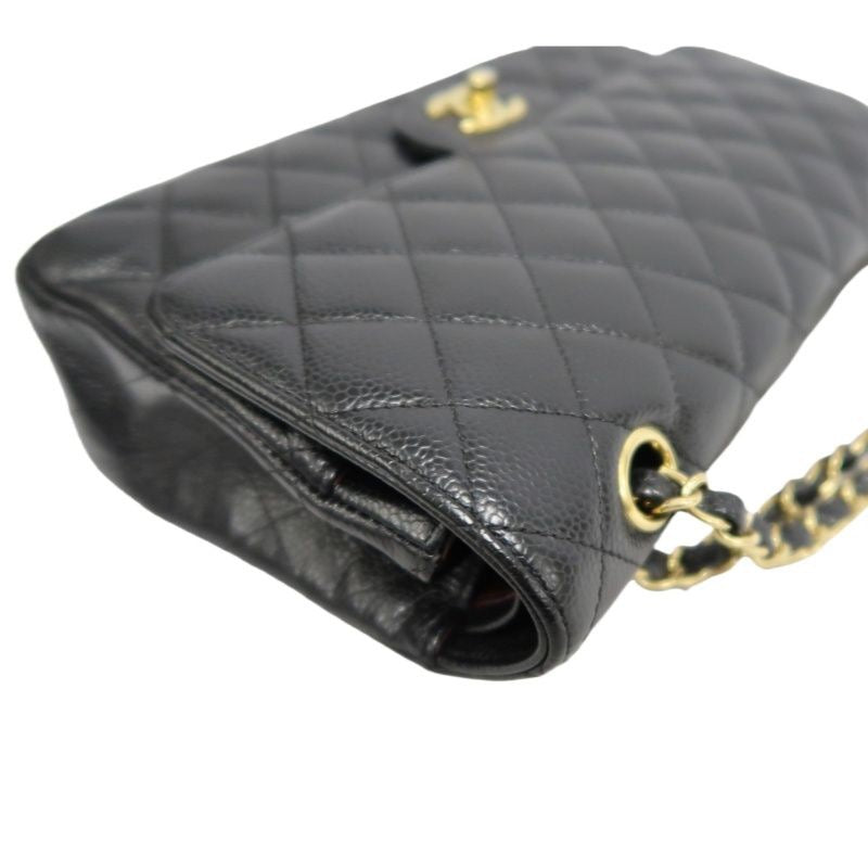 CHANEL Classic Flap Shoulder Bag, Caviar Leather, Black with Gold Hardware, Authenticity Card Included